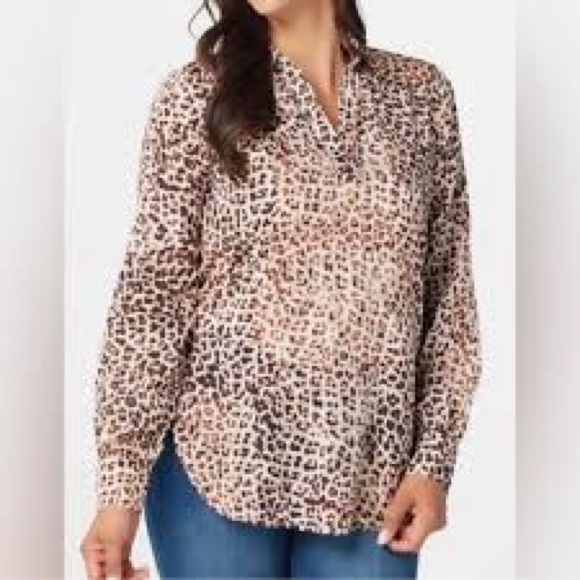 Haute Hippie Tribe Harper Leopard Print Popover Blouse Size S - Picture 1 of 6